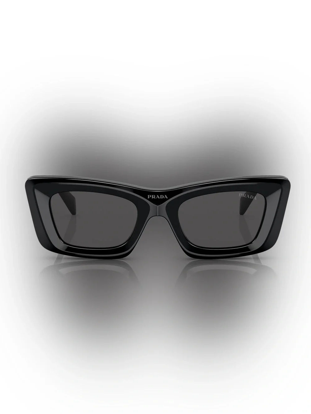 Prada Black Gloss Acetate Logo-Trim Sunglasses